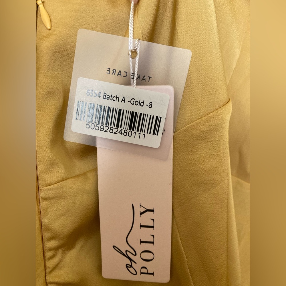 NWT Satin Gold Halter Cowl Neckline Swing Dress - Picture 4 of 5